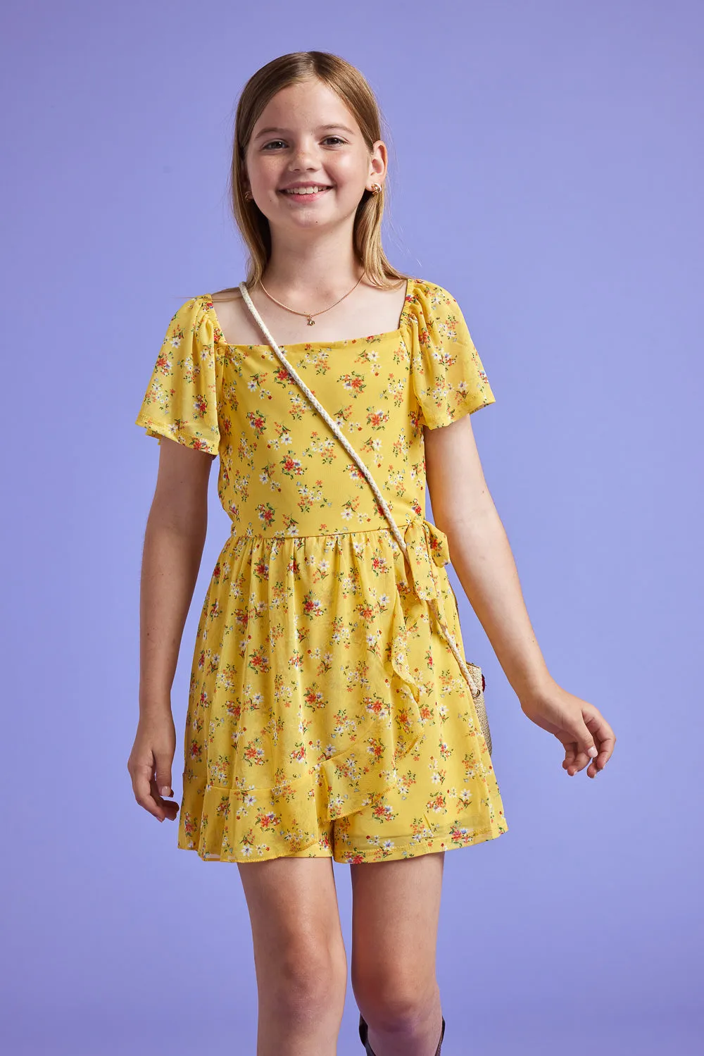 Kids Yellow Power Mesh Romper