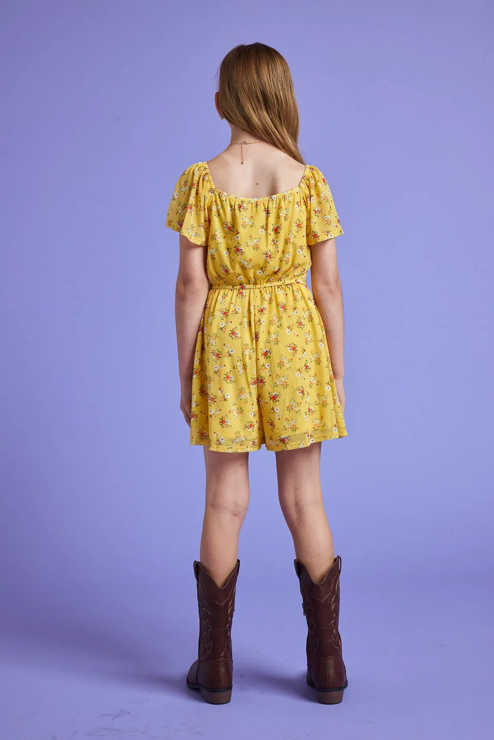 Kids Yellow Power Mesh Romper