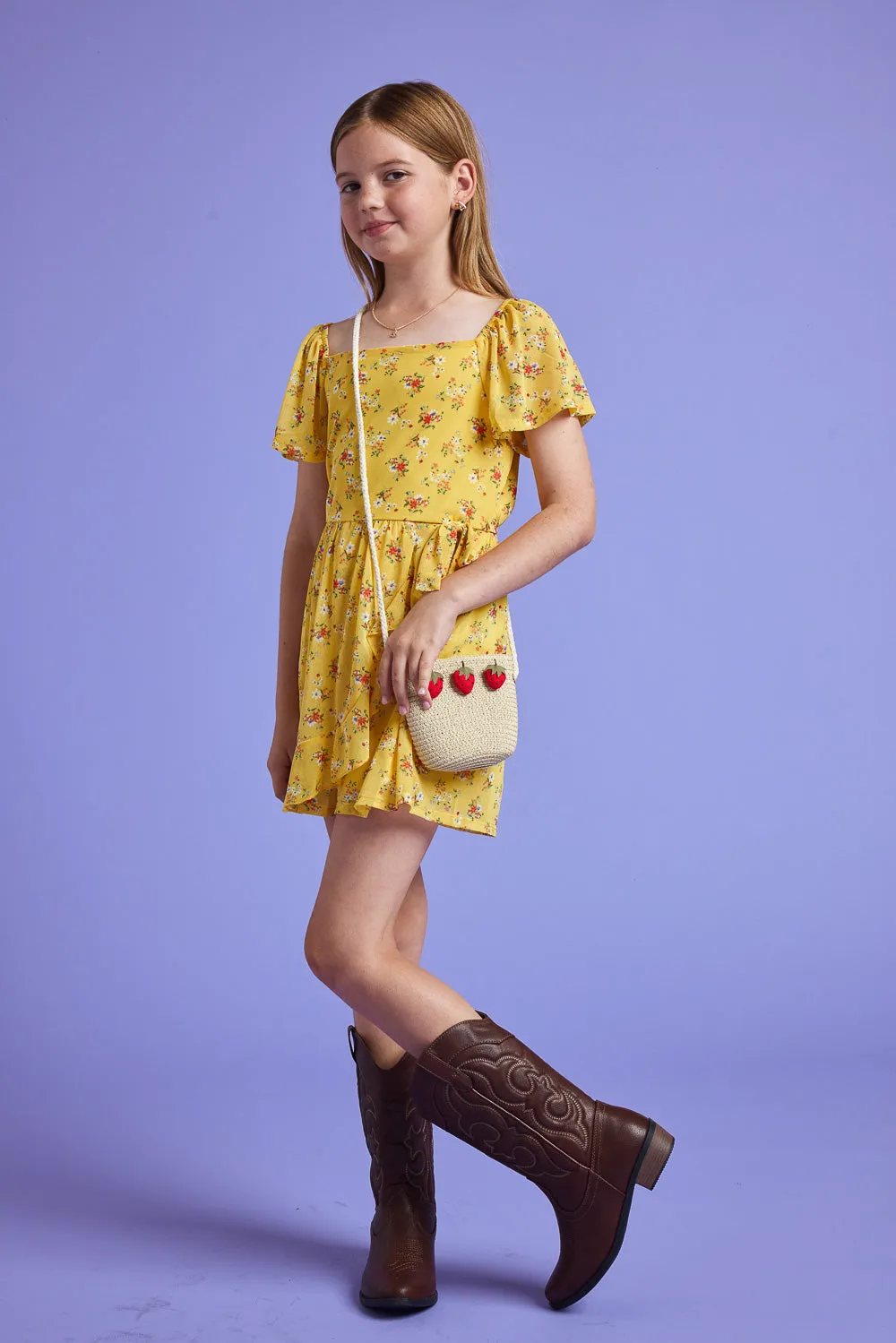 Kids Yellow Power Mesh Romper