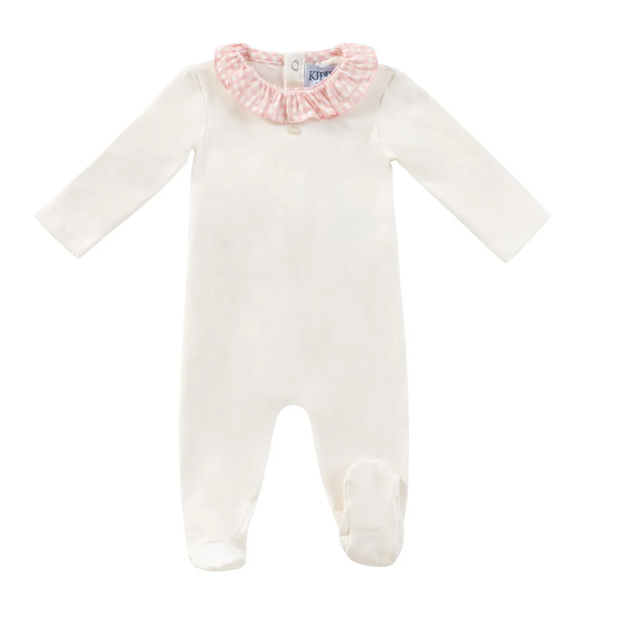 Kipp Baby Pink Gingham Ruffle Collar Romper