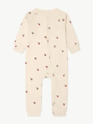 Konges Sløjd Baby Organic Cotton Cherry Romper in Cream