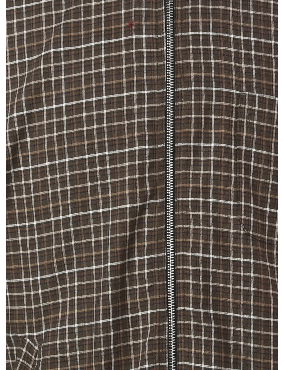 Label Zip Front Clint Conversational Printed Shacket