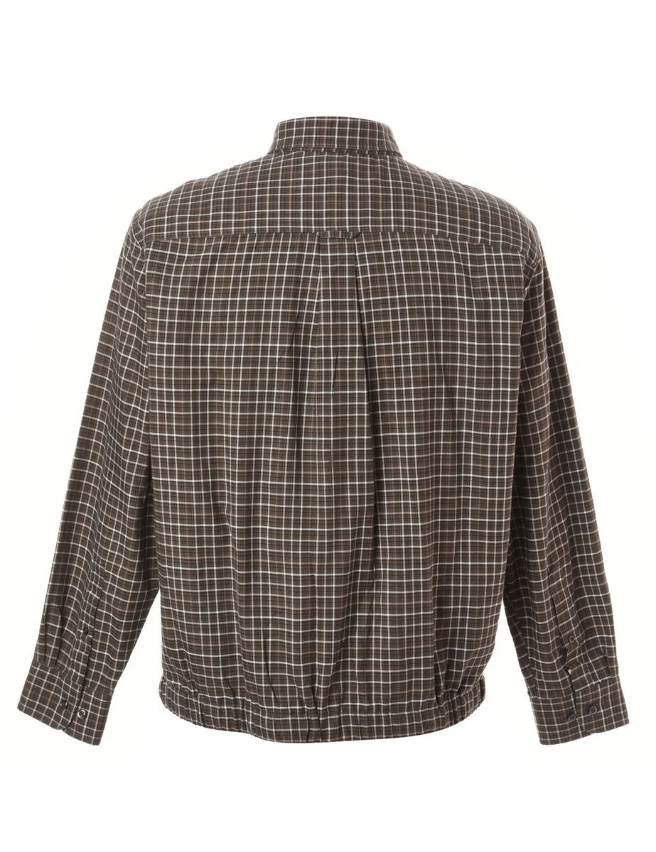 Label Zip Front Clint Conversational Printed Shacket