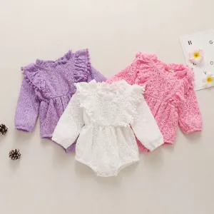 Laci - Baby Girls Lace Romper Long Sleeve