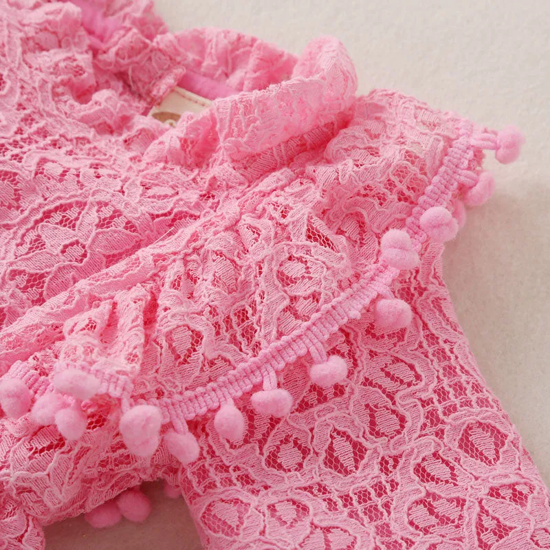 Laci - Baby Girls Lace Romper Long Sleeve