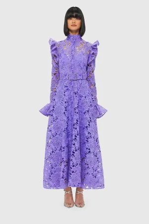 Leo Lin Aliyah Lace Butterfly Sleeve Midi Dress - Lavender