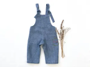 Linen Dungarees- Blue