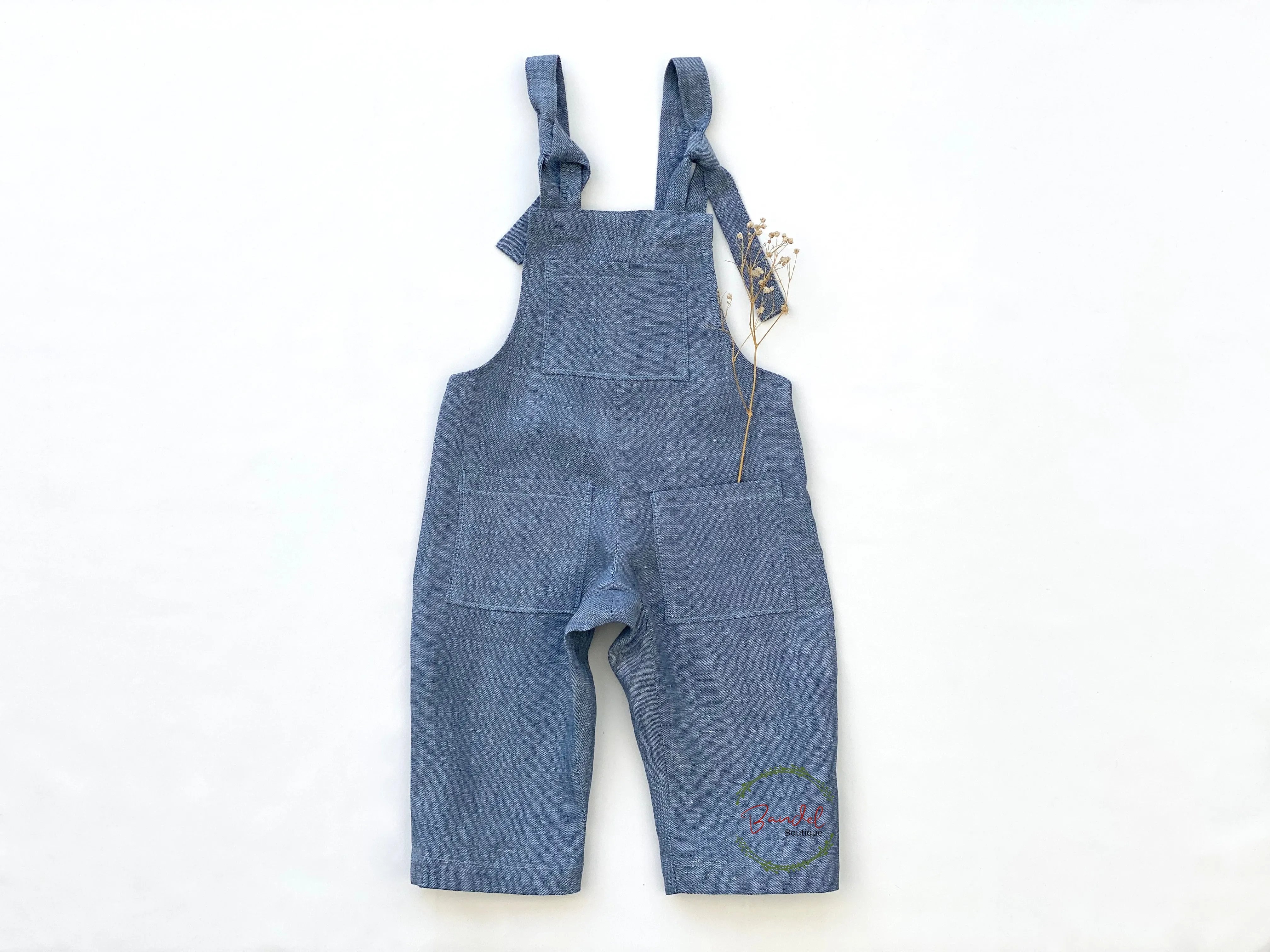 Linen Dungarees- Blue