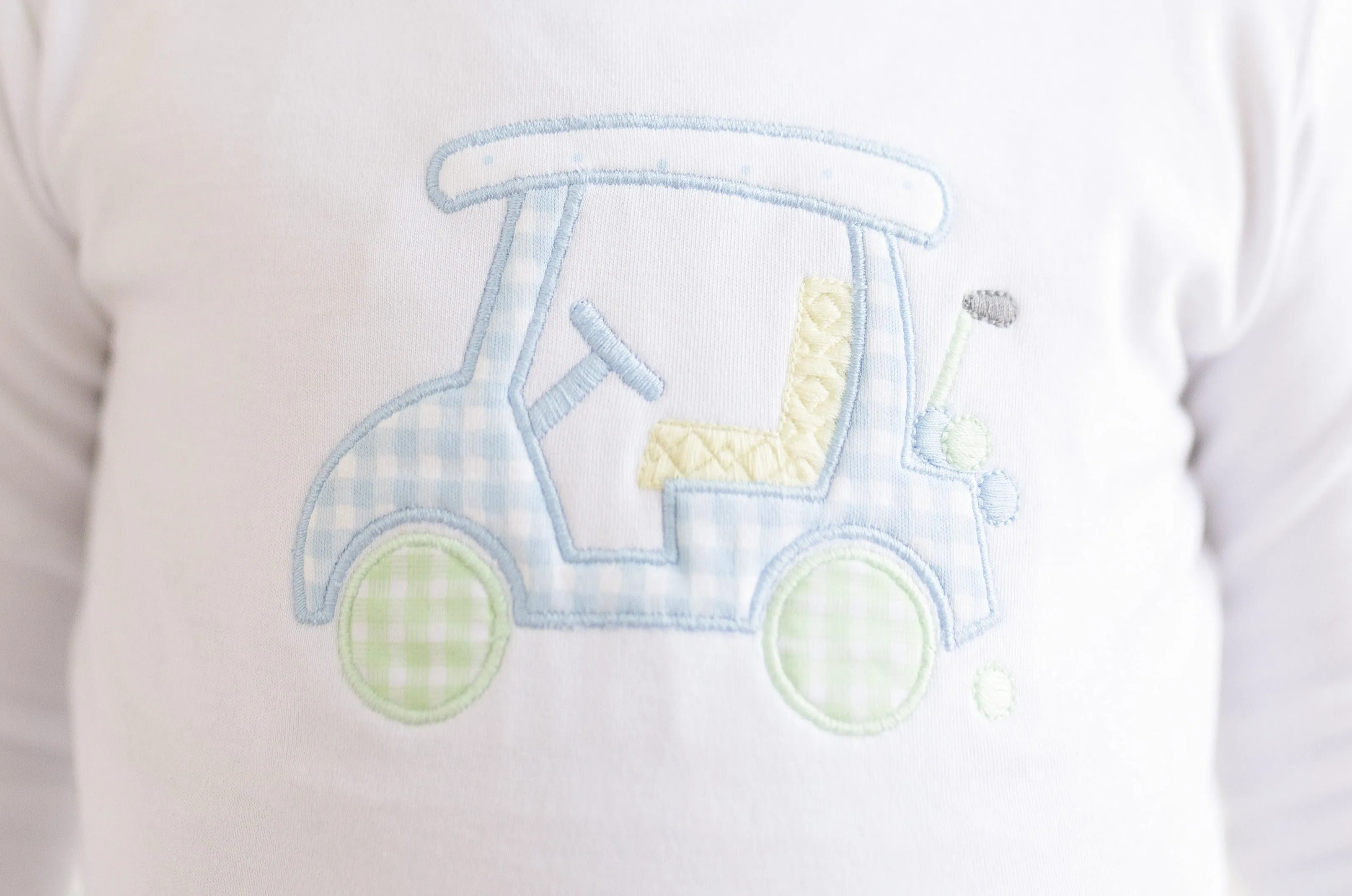 Little Caddie Applique Collared Playsuit - Light Blue
