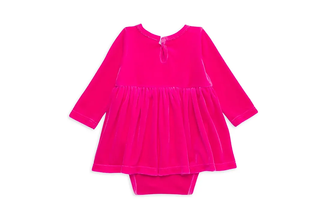 Long Sleeve Bubble Romper In Hot Pink Velvet