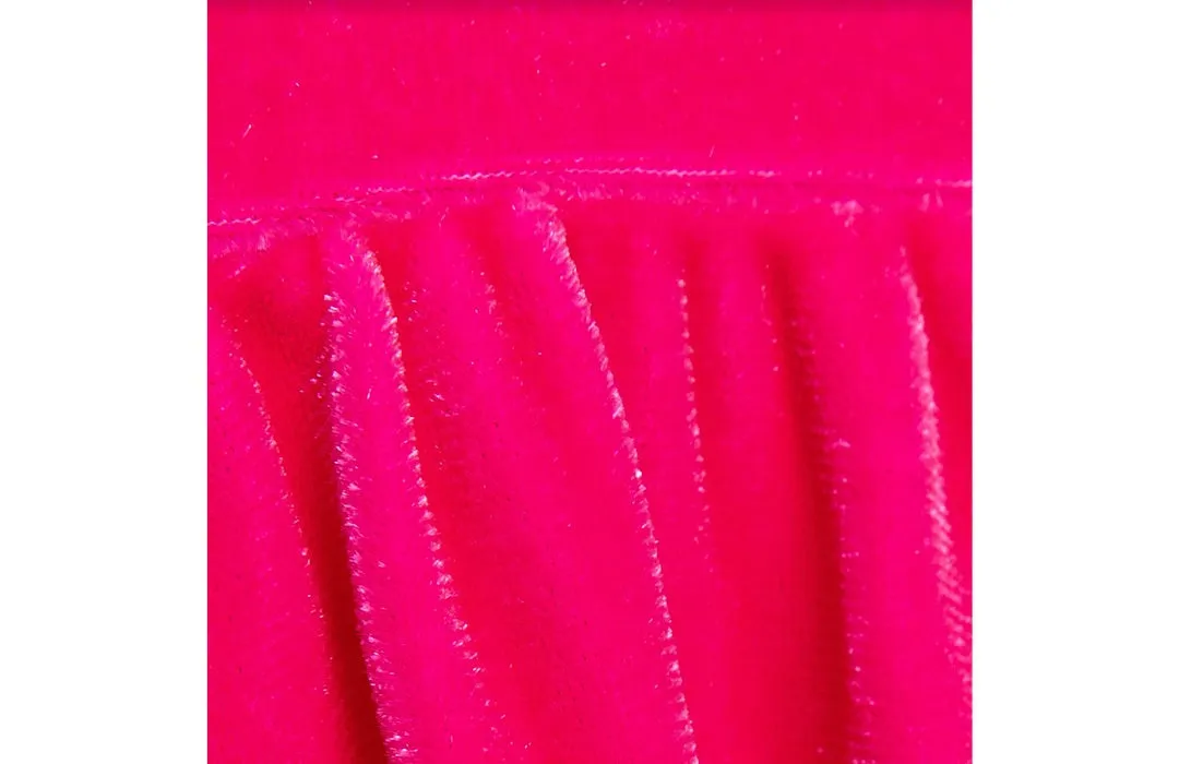 Long Sleeve Bubble Romper In Hot Pink Velvet