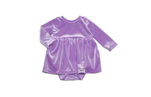 Long Sleeve Bubble Romper In Lavender Velvet