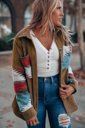 Long Sleeve Button-down Corduroy Jacket/Shacket