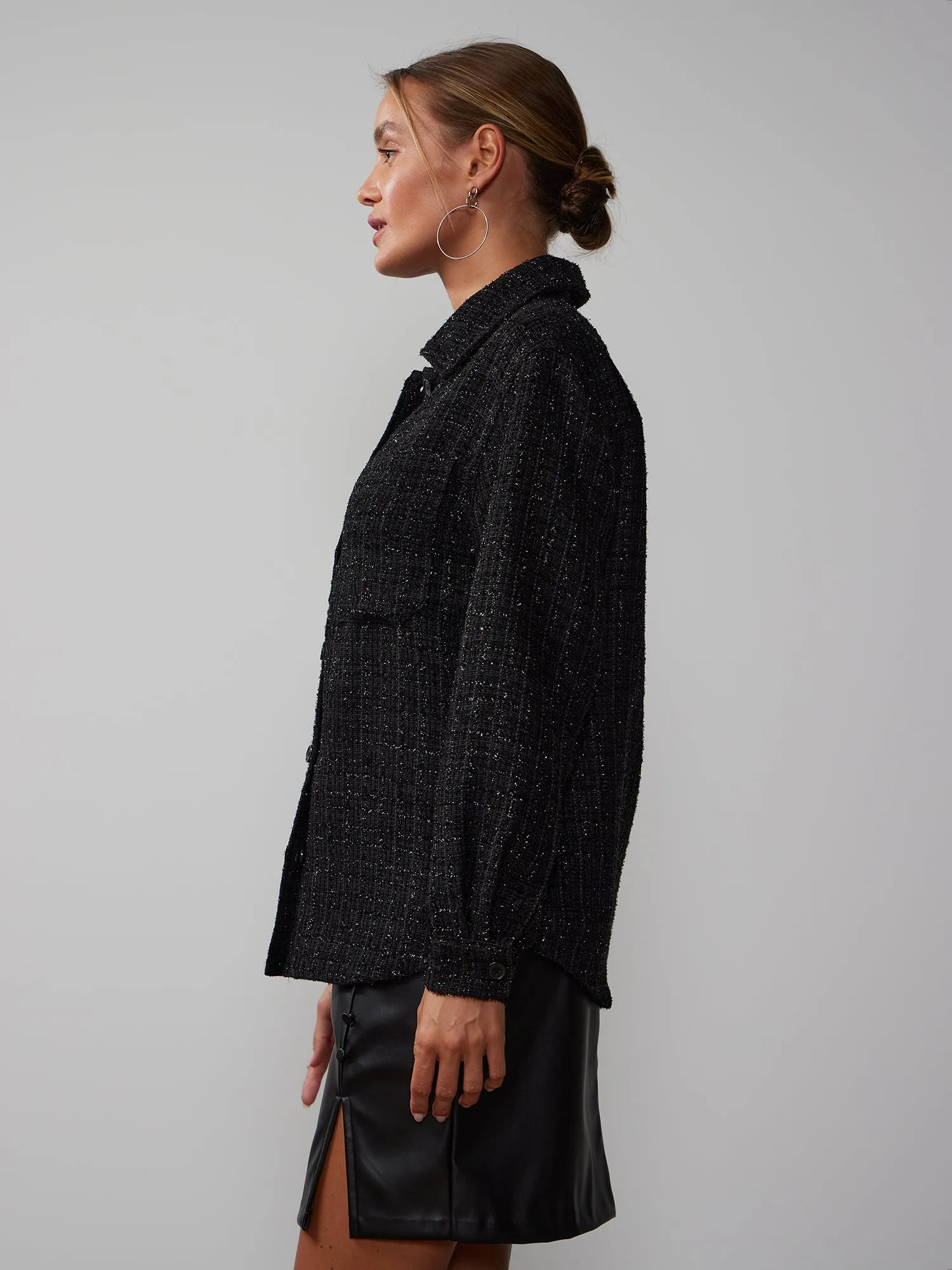 Long Sleeve Tweed Shacket