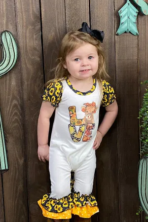 LOVE Cow & sunflower printed baby romper DLH0821-6