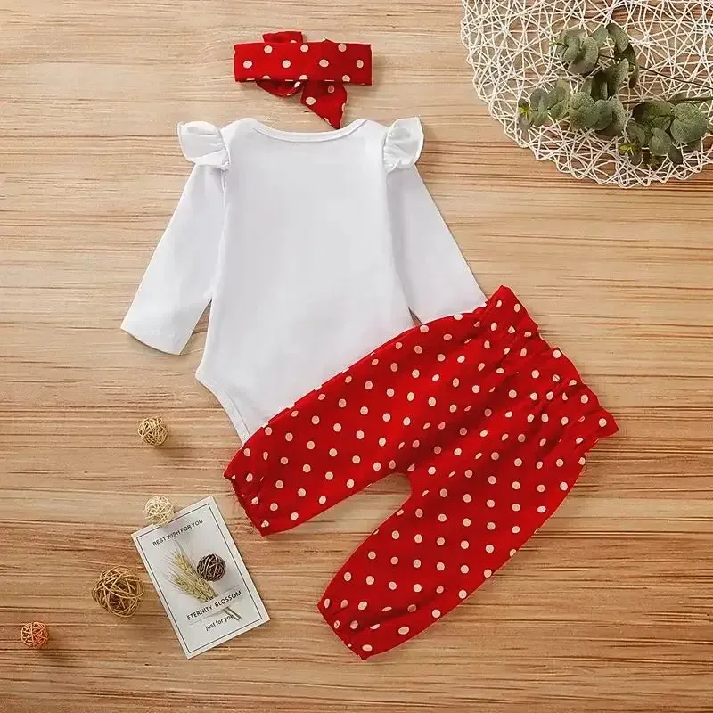 Love Heart Romper - Long Sleeve Onesie & Pant Set   Headband (0-18 M)