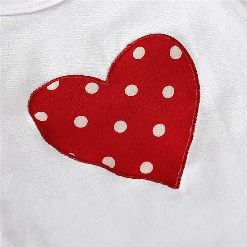 Love Heart Romper - Long Sleeve Onesie & Pant Set   Headband (0-18 M)