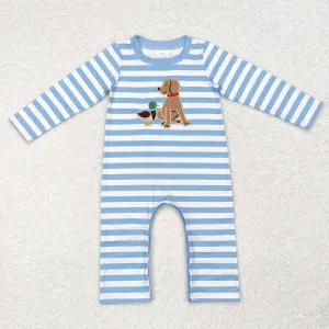 LR1644  embroidery duck dog sibling  boy  romper 202410 RTS
