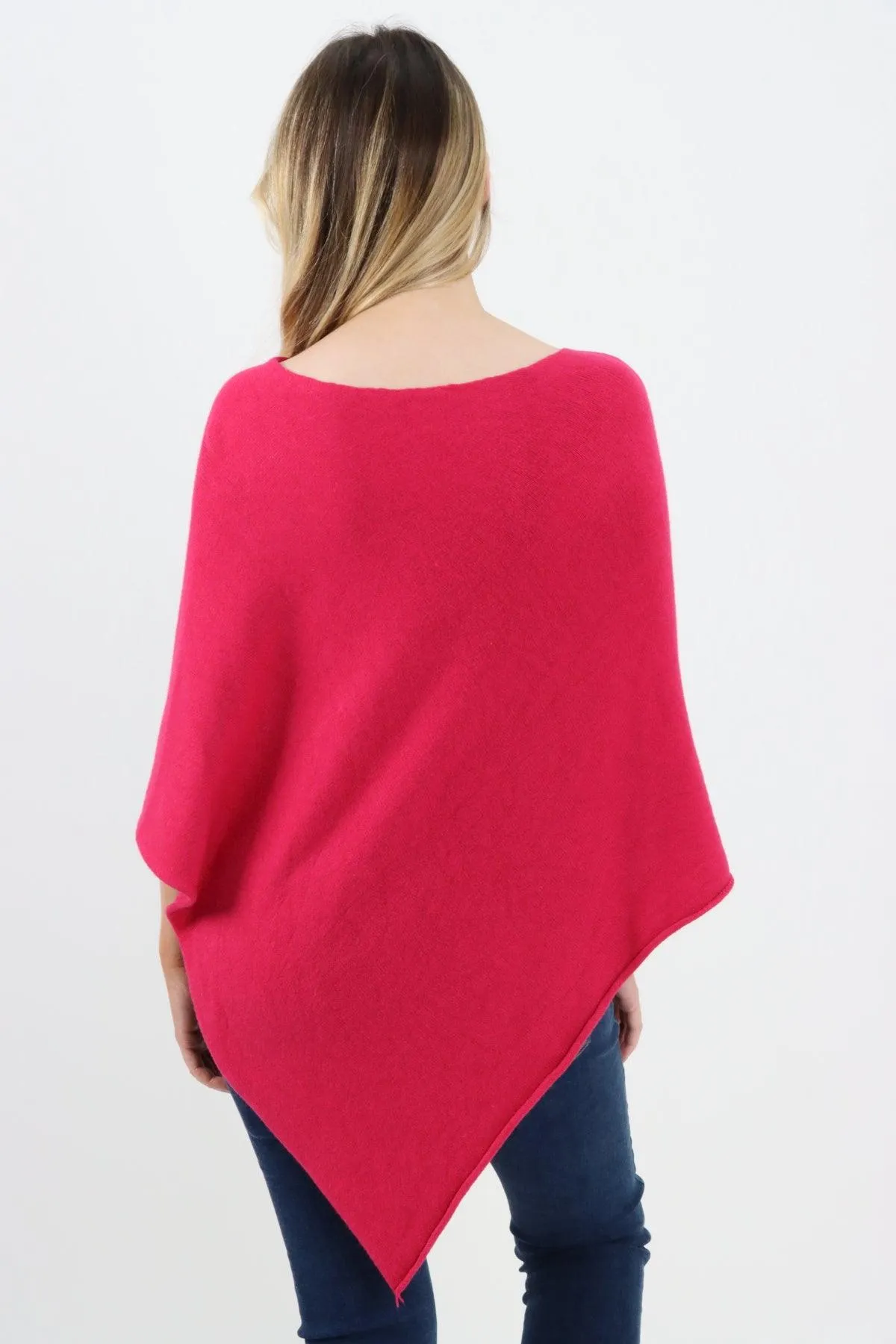 Made In Italy Star Ribbed Round Neck Poncho Top
