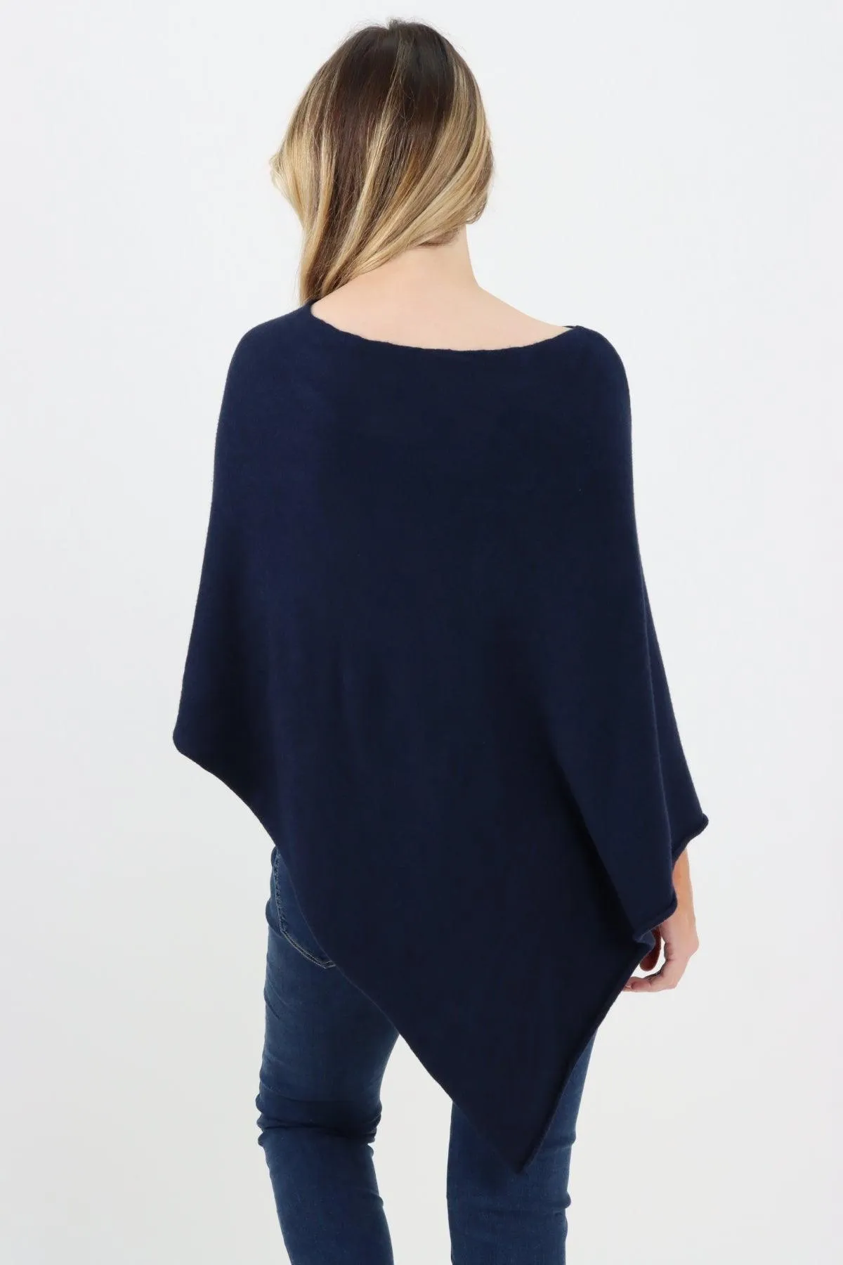 Made In Italy Star Ribbed Round Neck Poncho Top