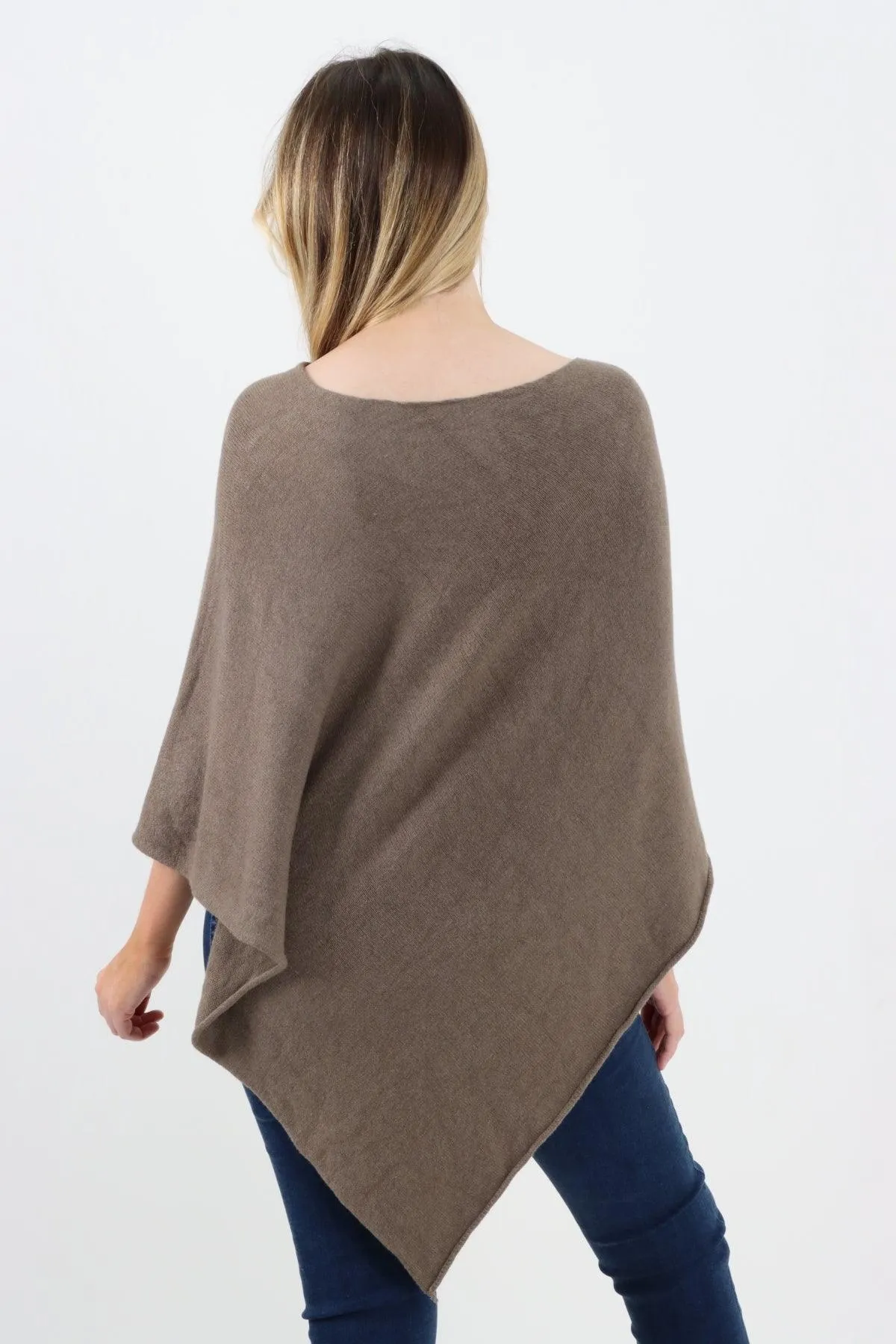 Made In Italy Star Ribbed Round Neck Poncho Top