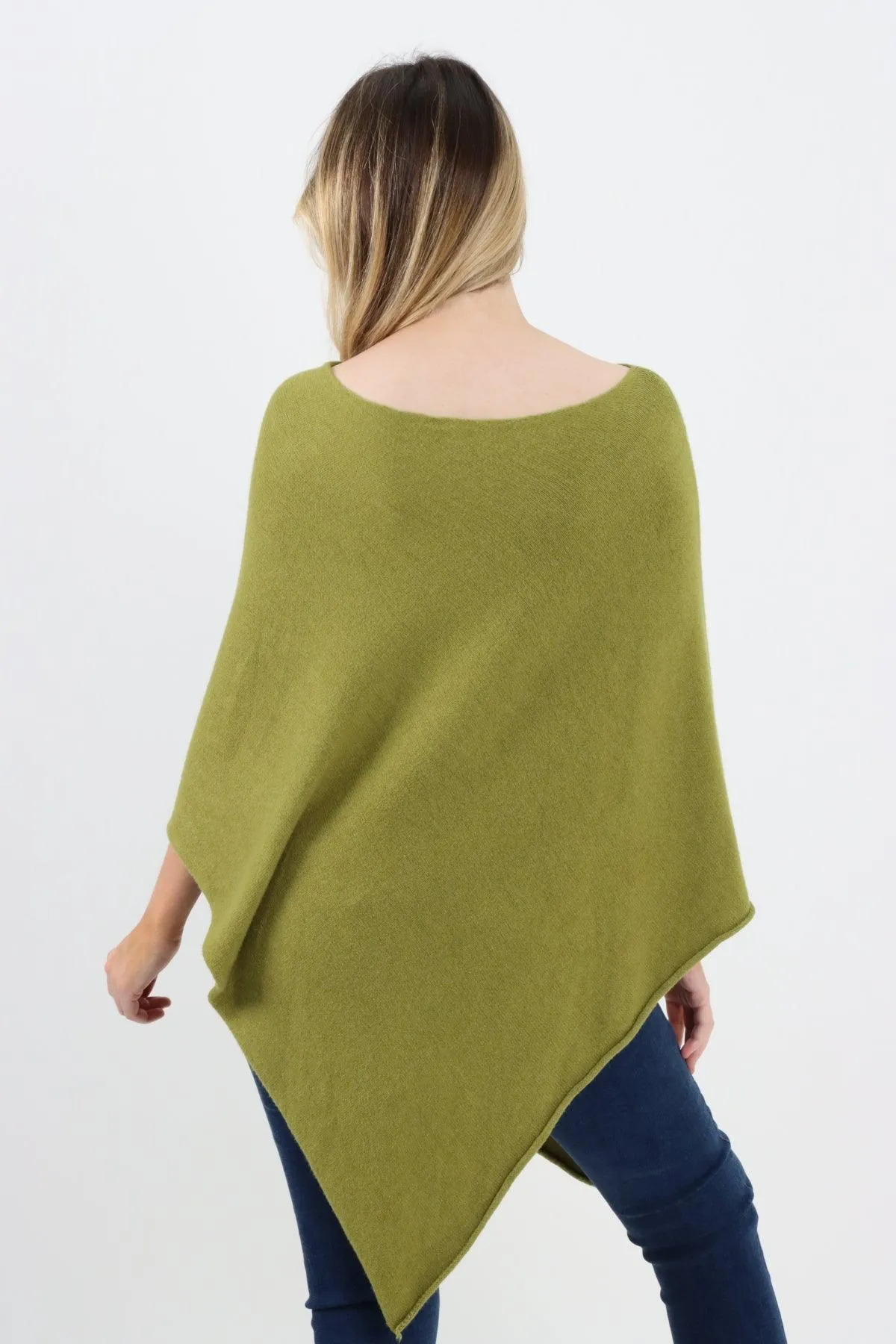 Made In Italy Star Ribbed Round Neck Poncho Top