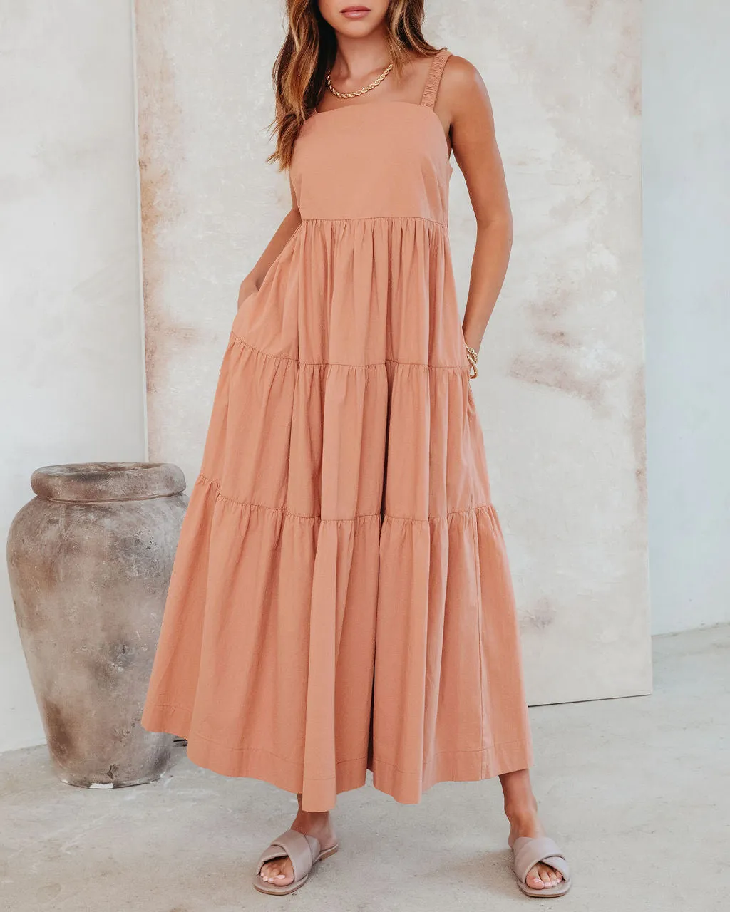 Madelina Tiered Cotton Blend Midi Dress