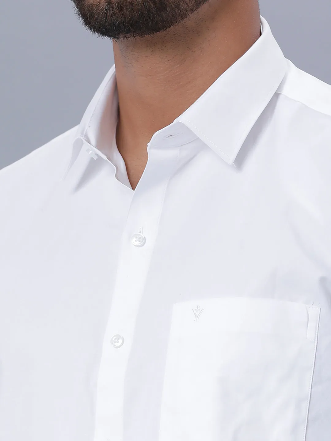 Men 100% Cotton White Full Sleeves Shirt with 3/4'' inch Jari Double Dhoti & Towel Combo