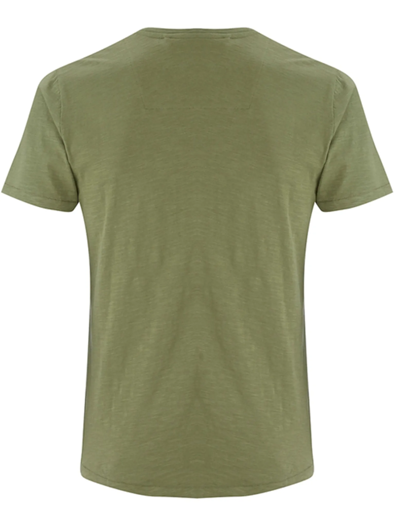 Mens Cody Slub Granddad Style T-Shirt in Green
