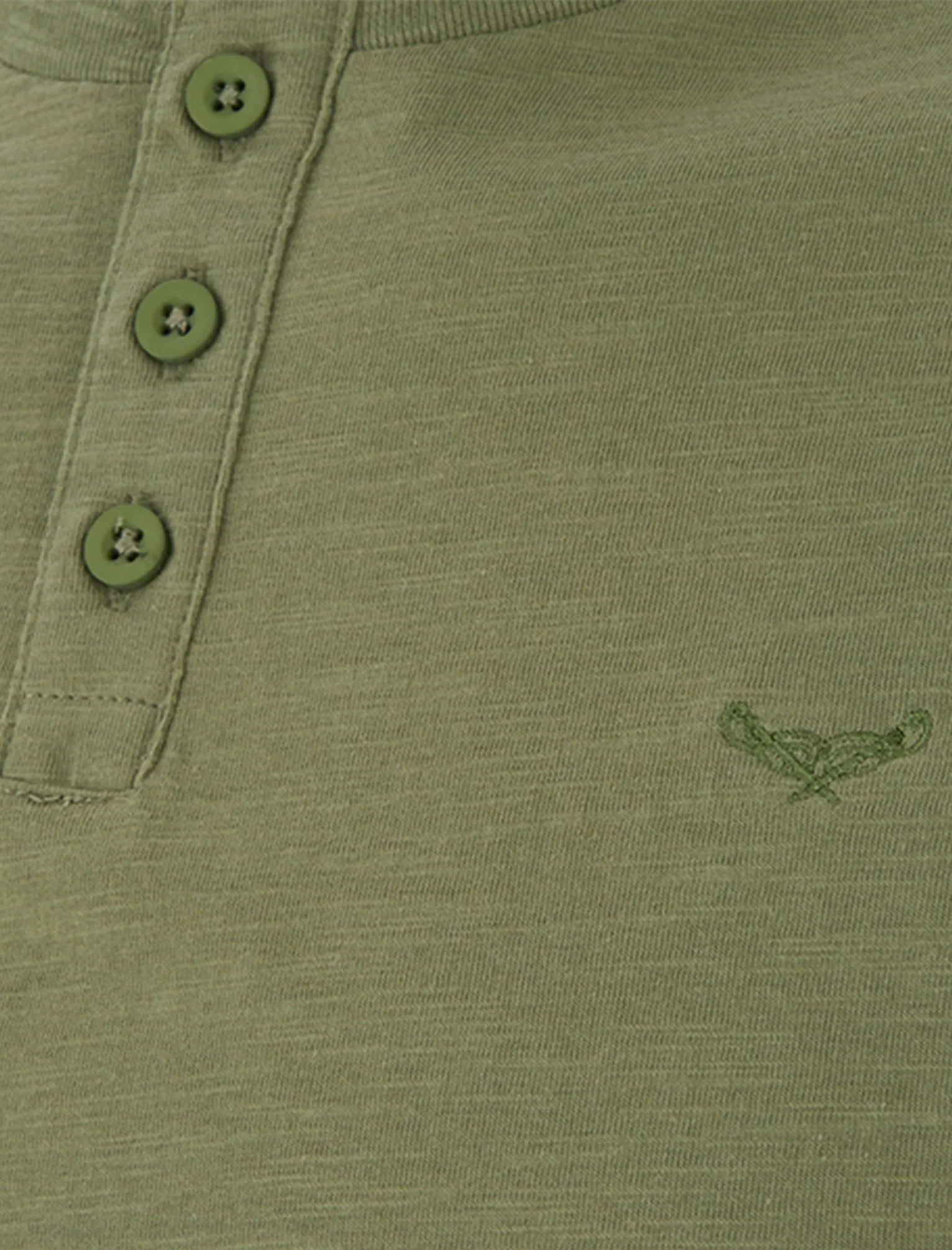 Mens Cody Slub Granddad Style T-Shirt in Green
