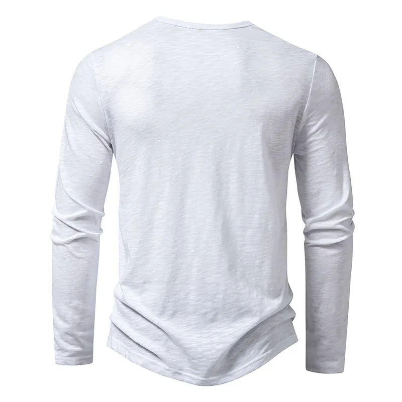 Men's Cotton Long Sleeve Henley Shirt