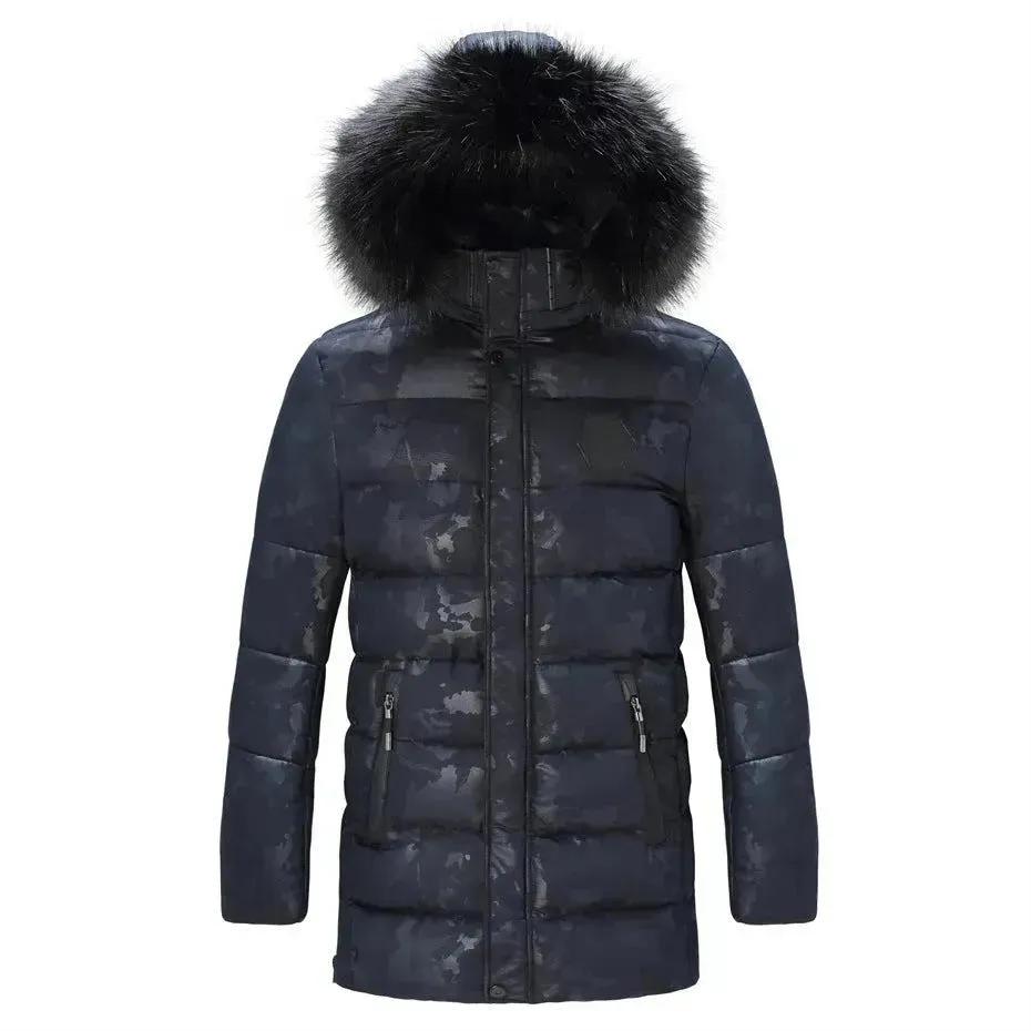 Men's Faux Fur collar Cotton padded Thick Long Puffer Winter Jacket