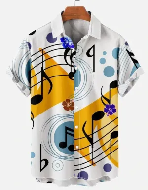 Men's Music Casual Print Loose hawaii Shirt, Gift for Music lovers