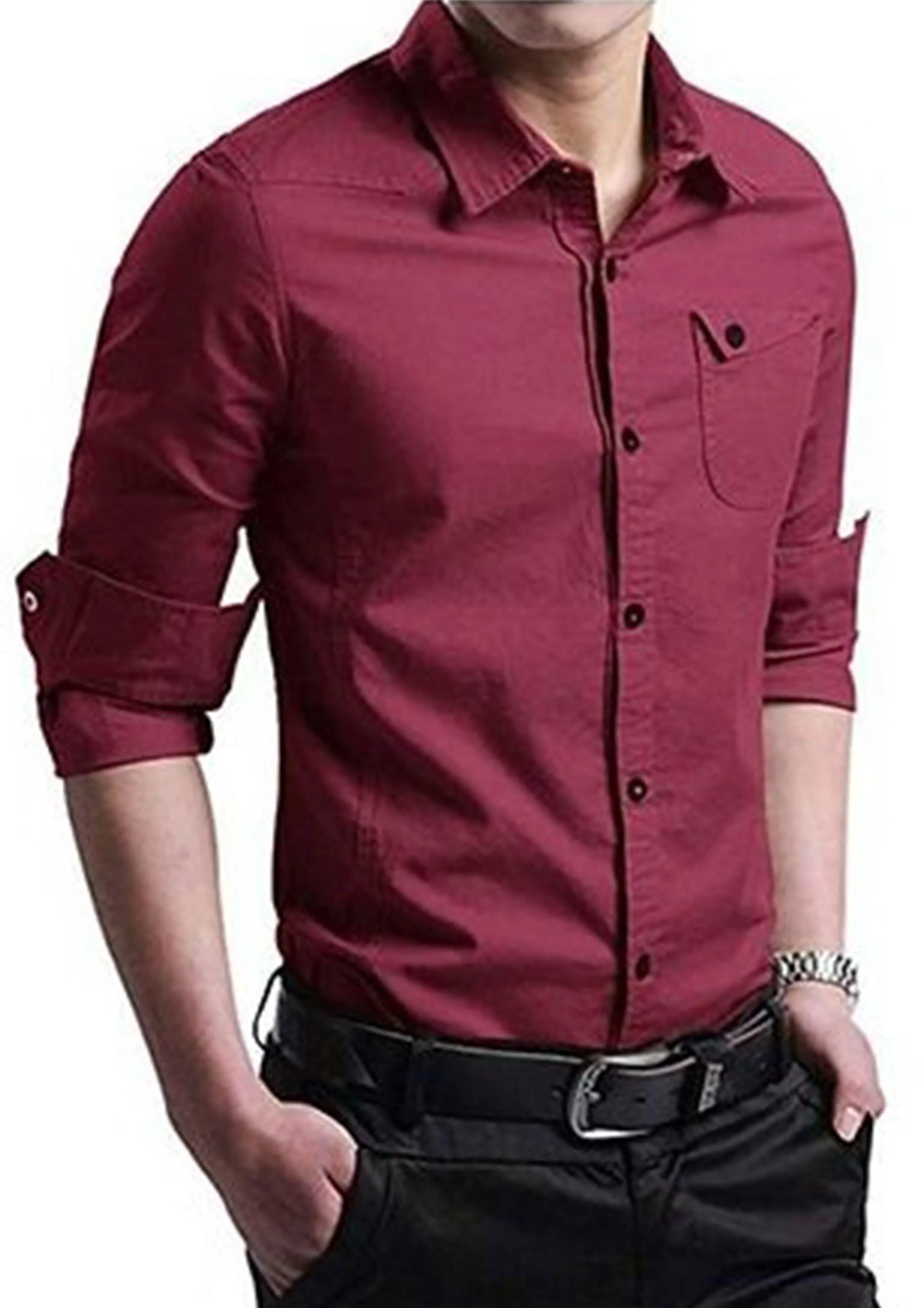 Men's Regular Fit Cotton Solid Casual Shirts