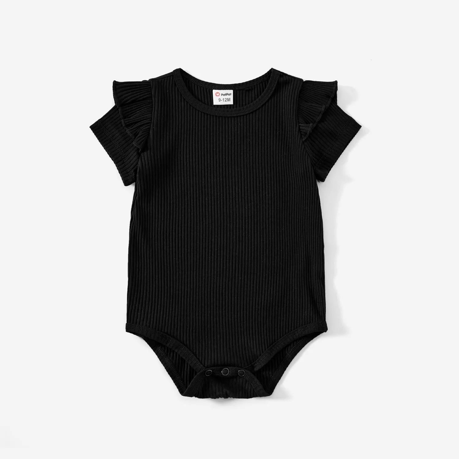 Mommy and Me Black Drawstring Ruched Side Short-sleeve Cotton Ribbed Dresses