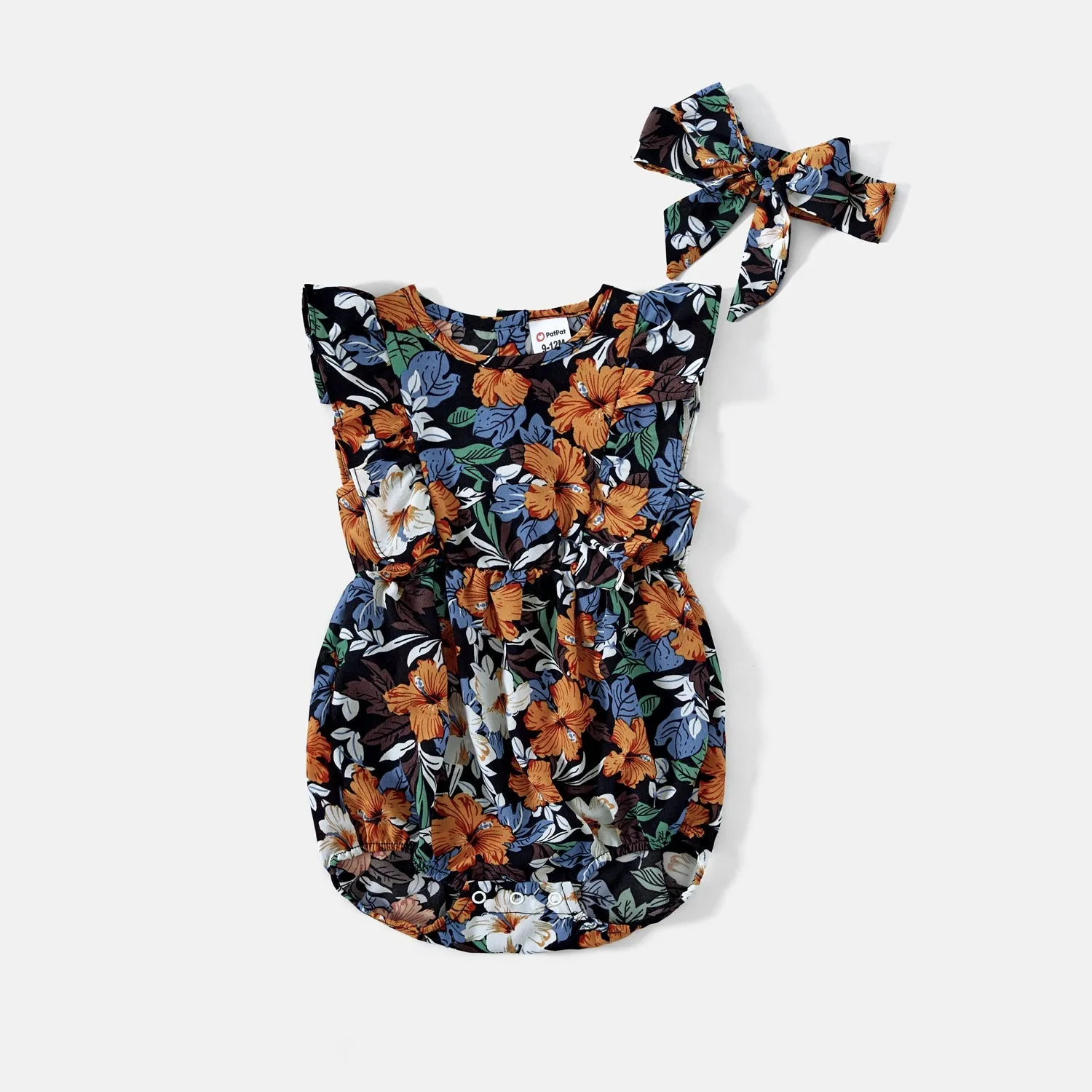 Mommy and Me Floral Panel Tank Dresses with Headband Set
