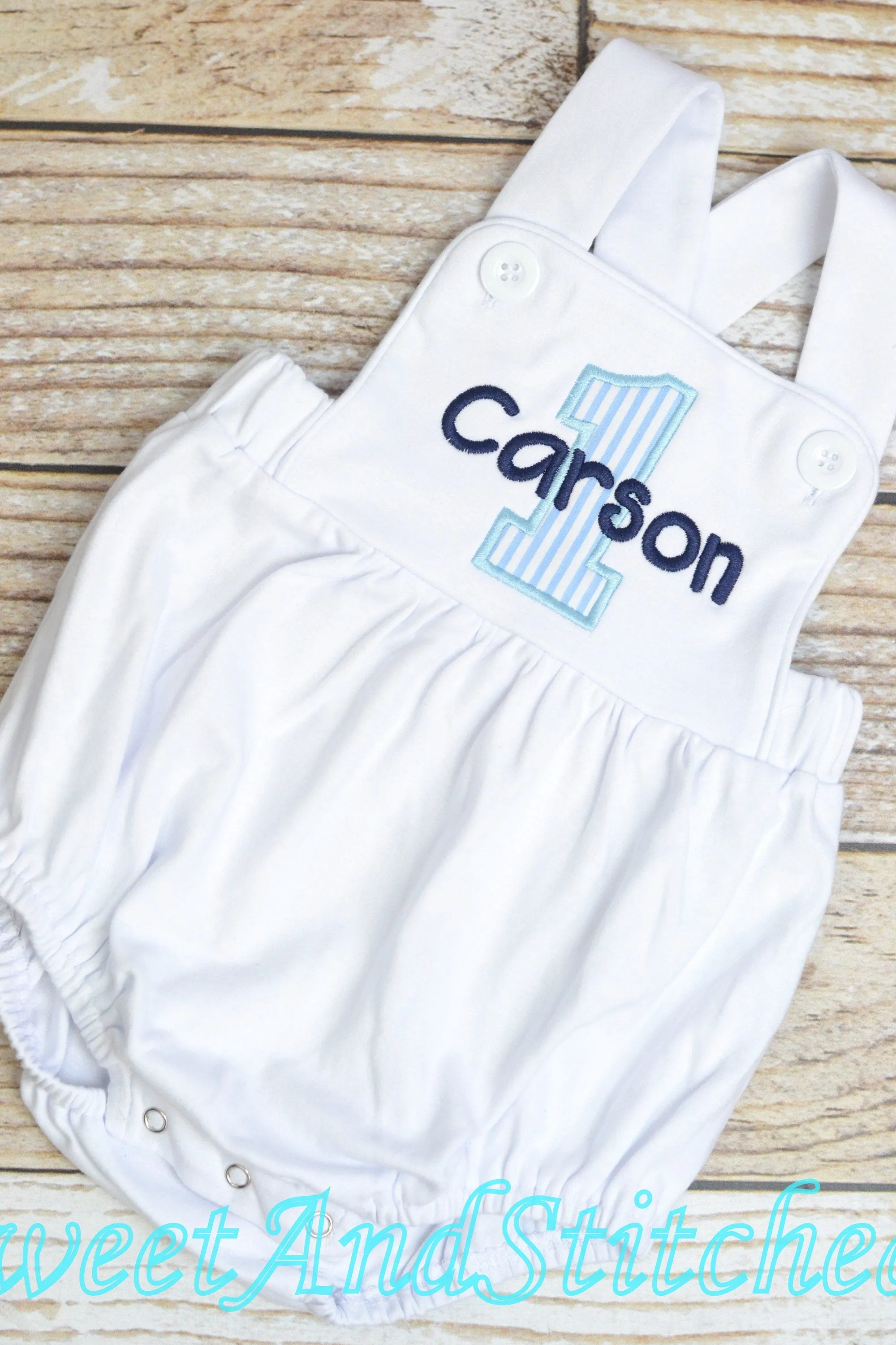 Monogrammed Boys birthday outfit seersucker, baby boy seersucker romper bubble for cake smash, baby boy vintage style cake birthday outfit