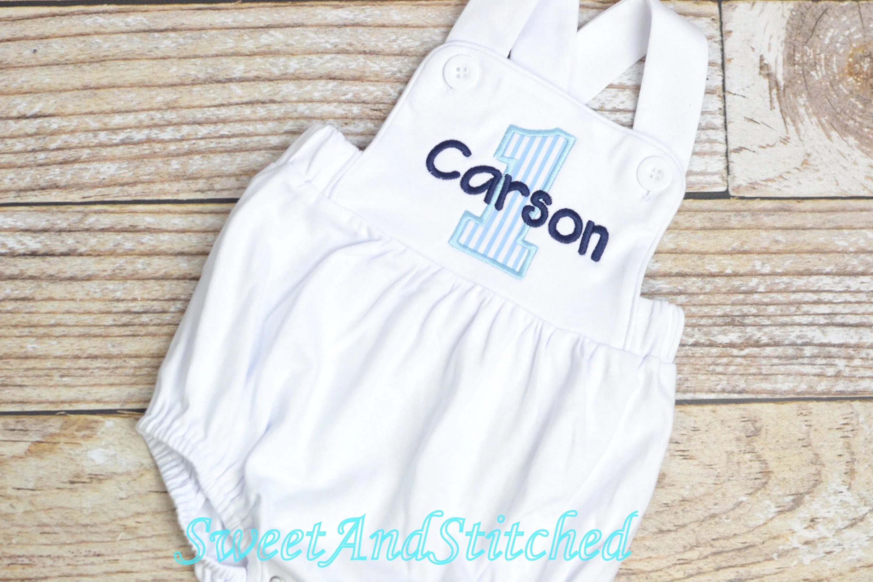 Monogrammed Boys birthday outfit seersucker, baby boy seersucker romper bubble for cake smash, baby boy vintage style cake birthday outfit