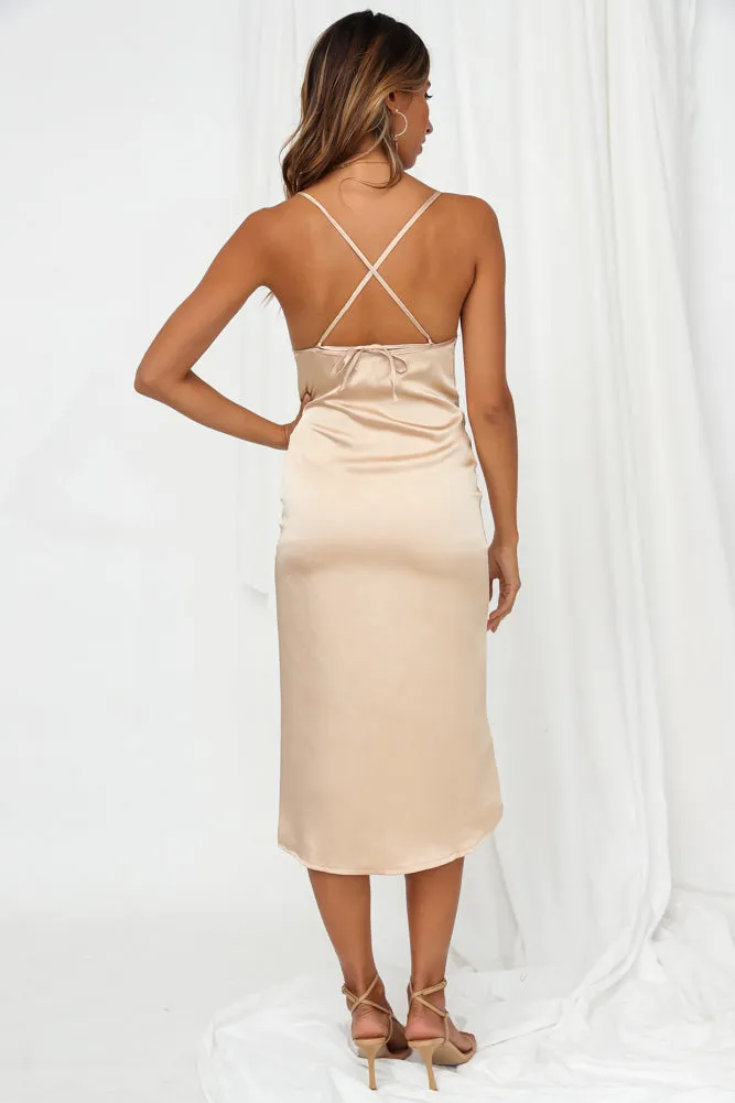 Moonlight Serenade Midi Dress Champagne