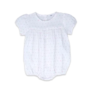 Mother May I Bubble - White & Pink Swiss Dot