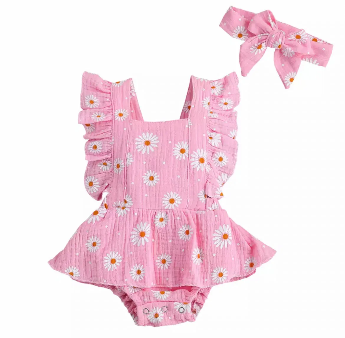 MUSLIN DAISY ROMPER - PINK