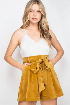 Mustard Yellow Corduroy Velvet Romper