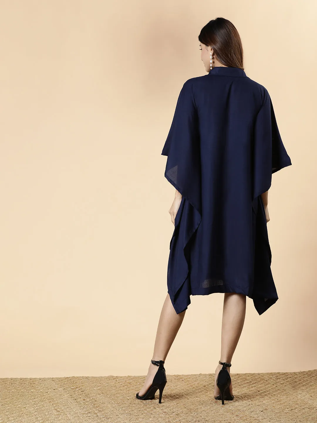 Navy Rayon Shirt-Kaftan - Halves
