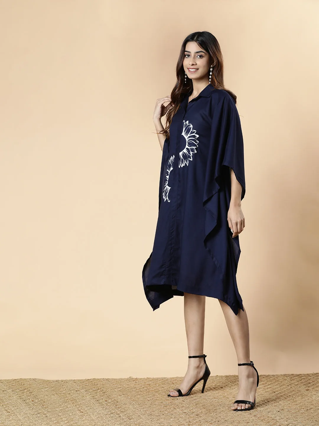 Navy Rayon Shirt-Kaftan - Halves