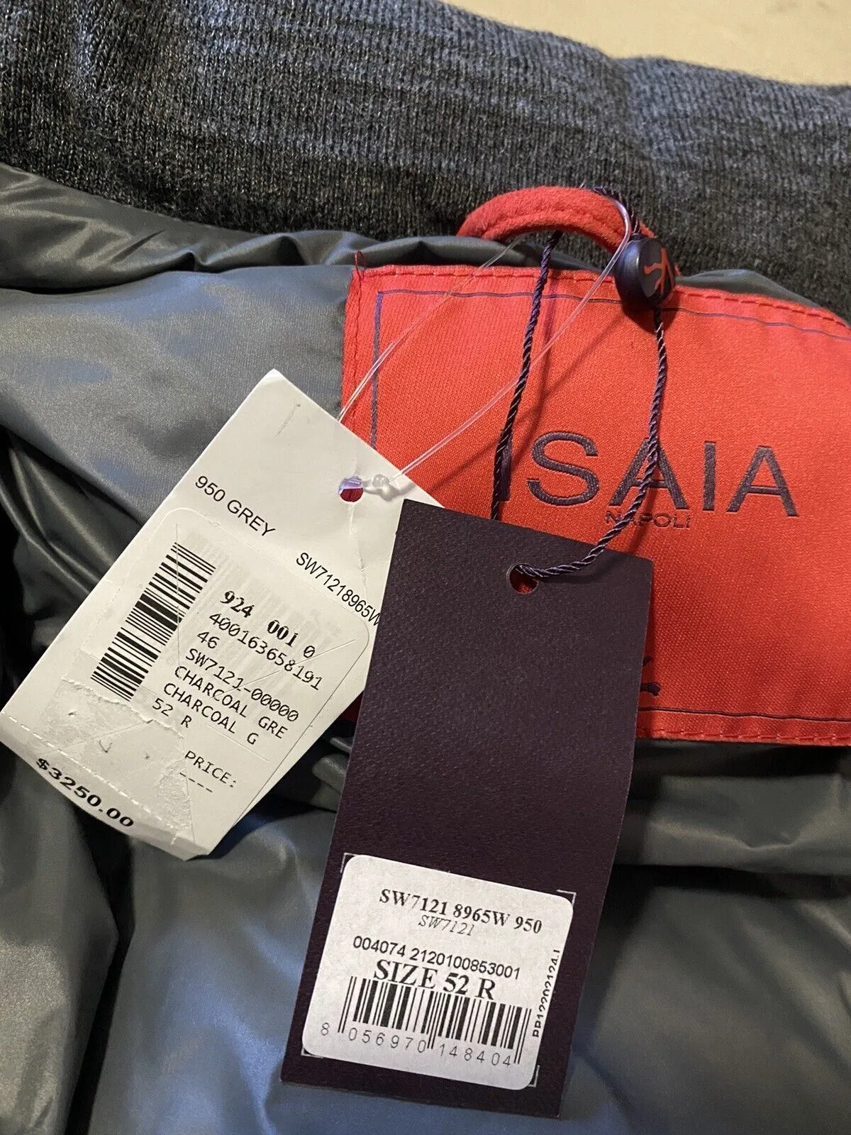 New $3250 Isaia Glen Plaid Puffer Jacket  Vest Coat Charcoal 42 US/52 Eu Italy