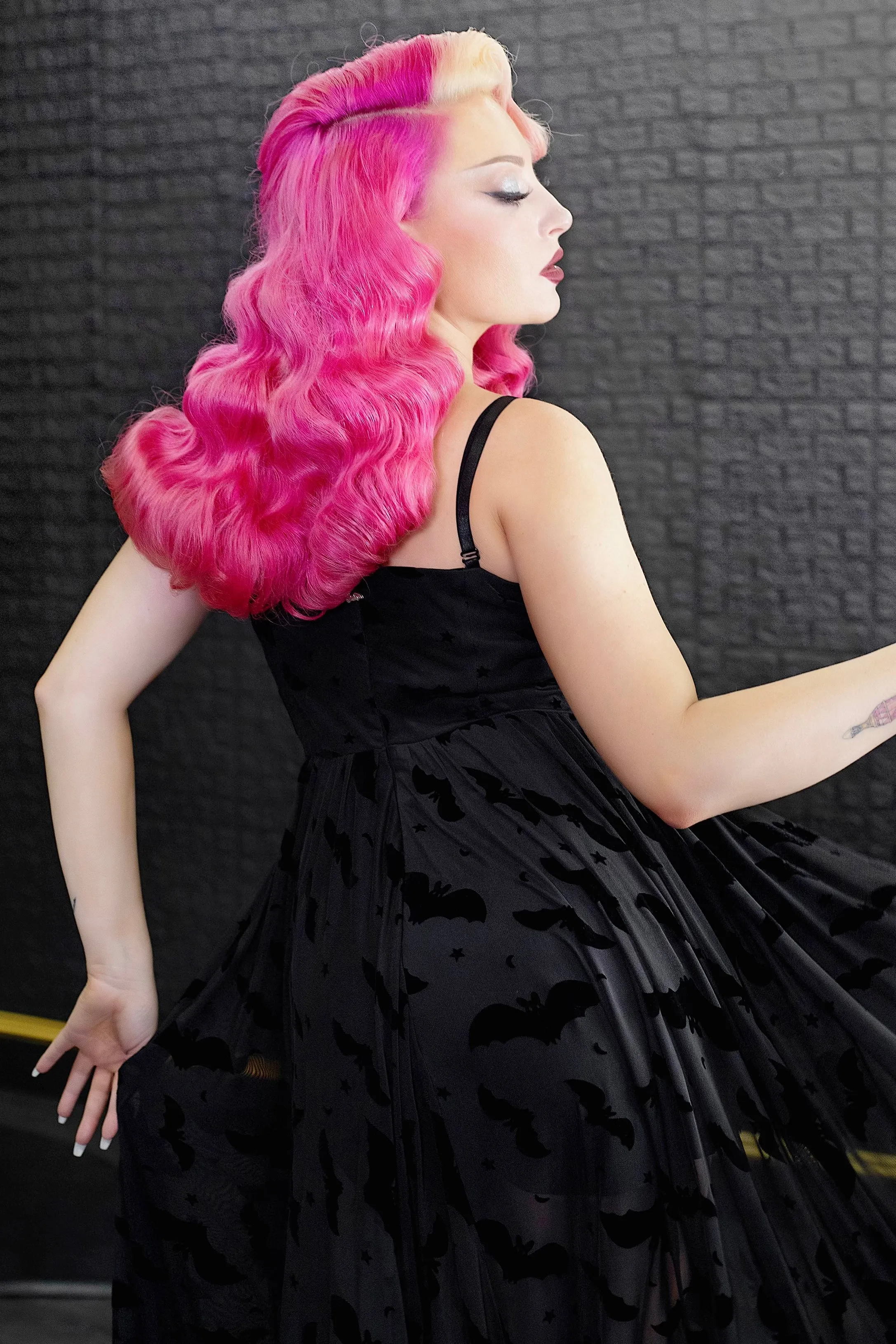Nosferatu Bat Mesh Maxi with Built-In Romper