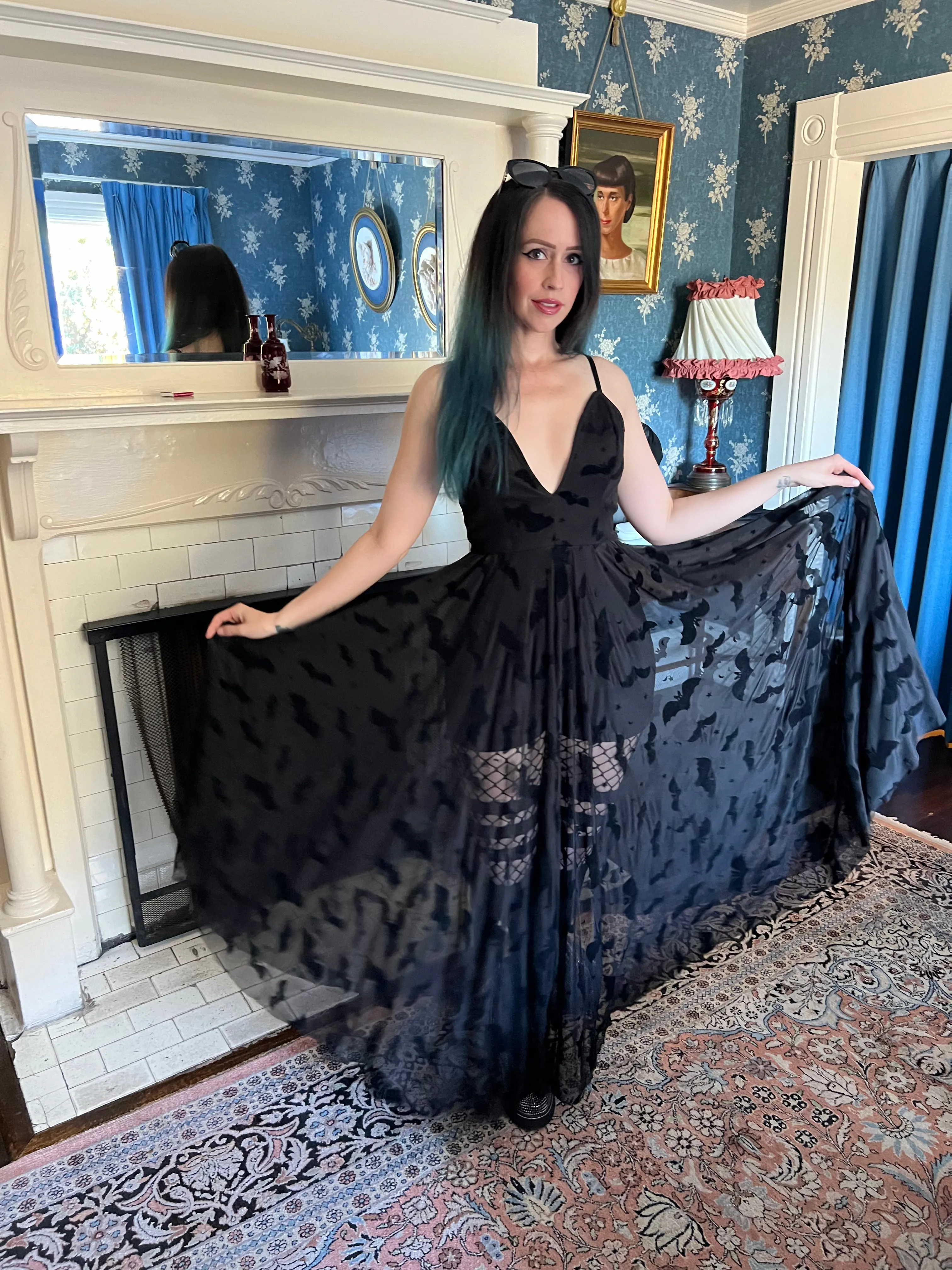 Nosferatu Bat Mesh Maxi with Built-In Romper