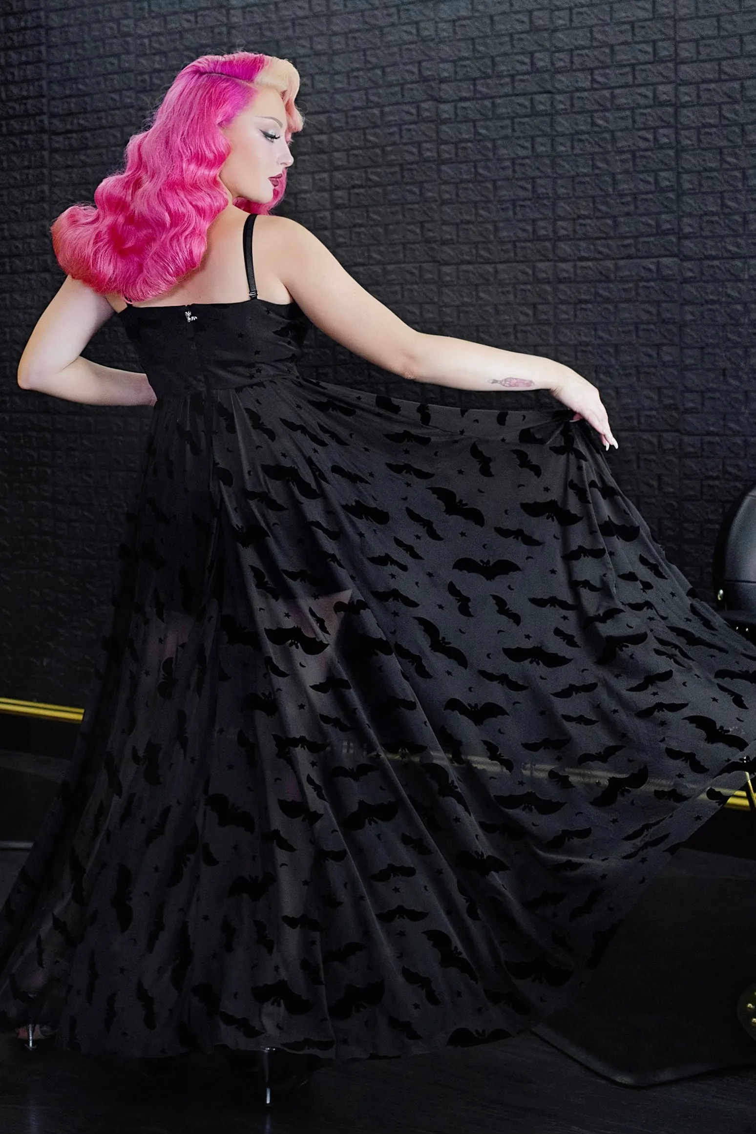 Nosferatu Bat Mesh Maxi with Built-In Romper