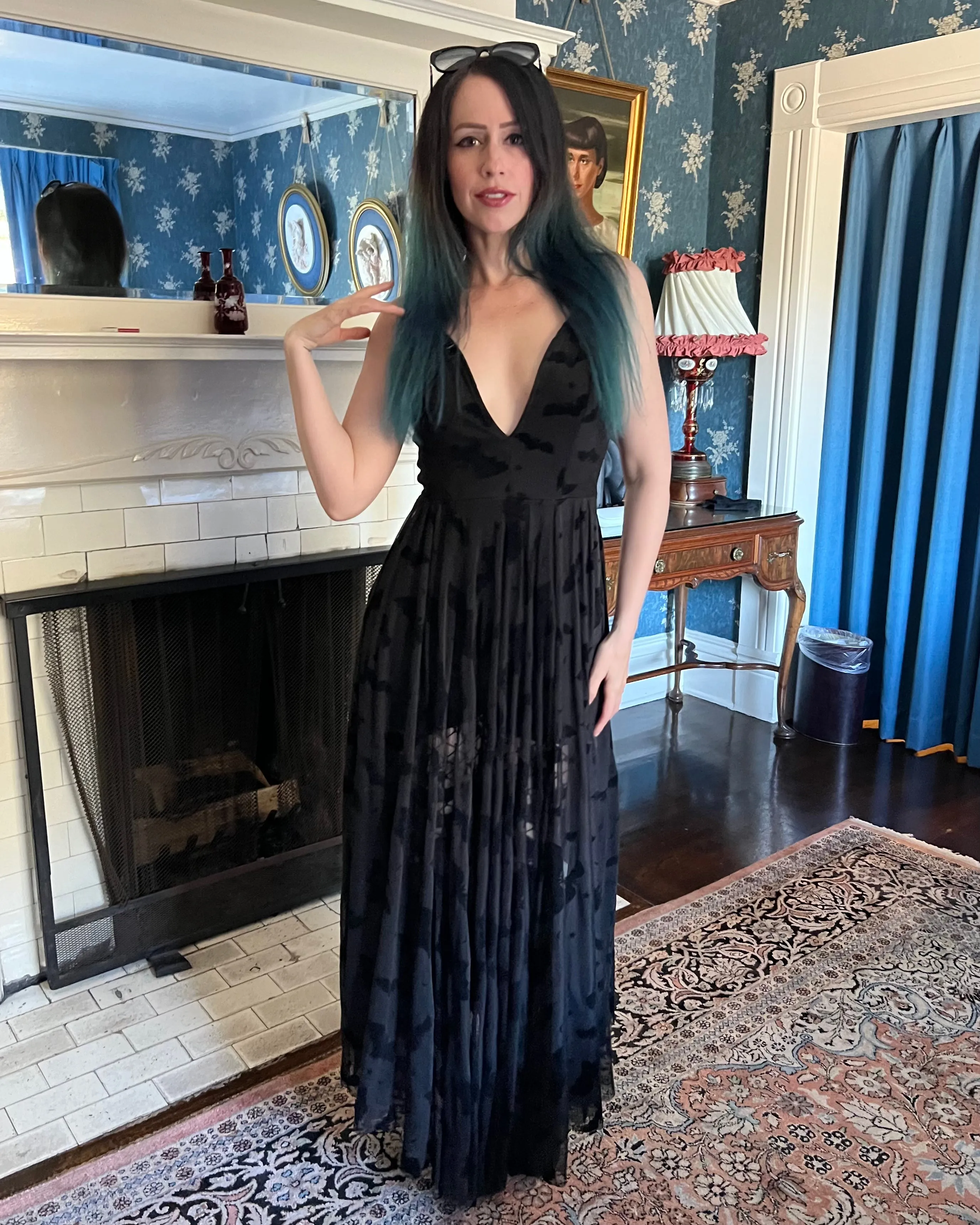 Nosferatu Bat Mesh Maxi with Built-In Romper
