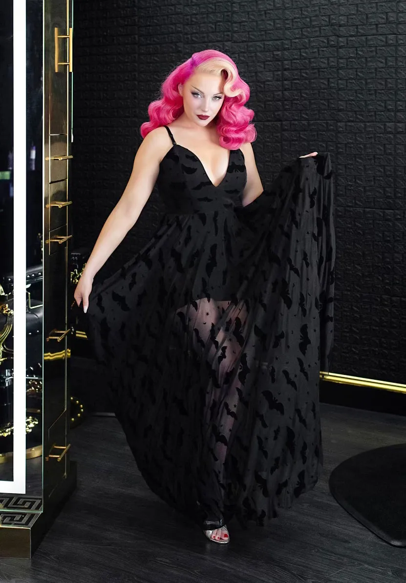 Nosferatu Bat Mesh Maxi with Built-In Romper